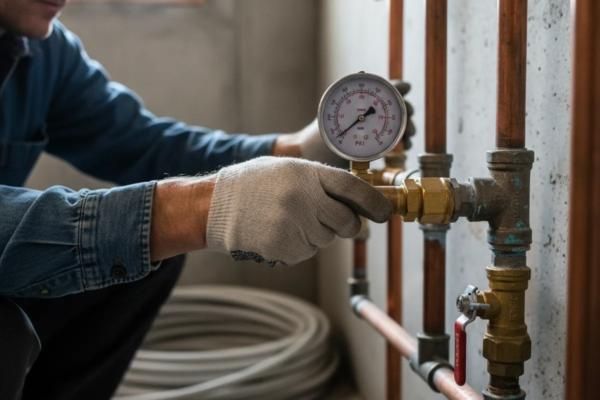 Pressure testing a repaired line during Water Line Repair in Spring House
